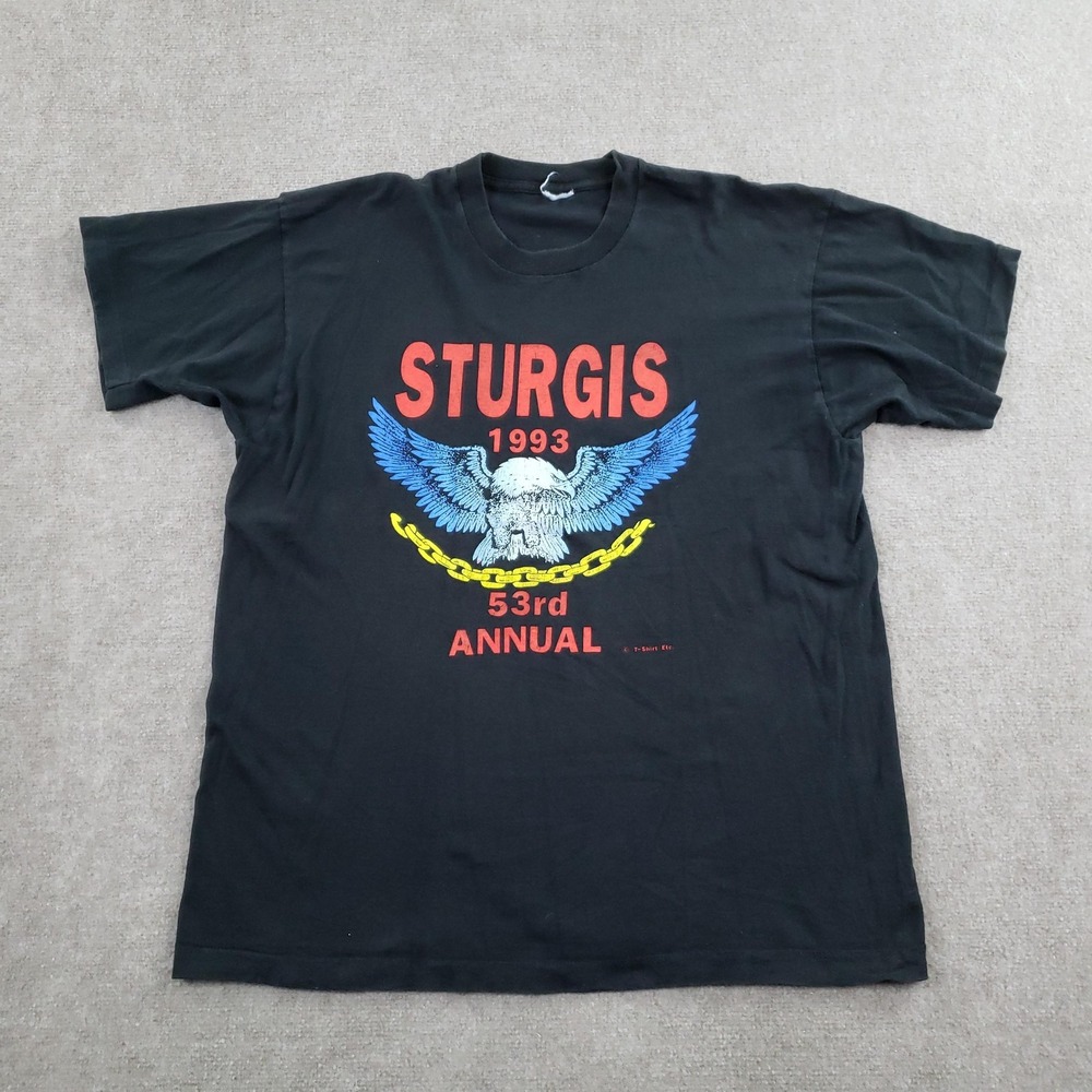Vintage Sturgis Shirt‎ Mens XL Black 1993 Black Hills Rally 53rd Annual 90s
